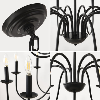 Large Black Farmhouse Chandelier - 24 Lights Iron Metal