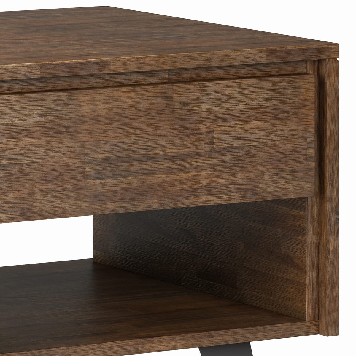Dark Brown Acacia Wood End Table - 22" Square for Living Room