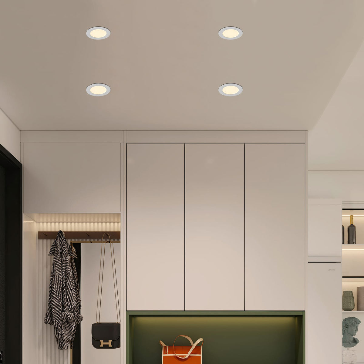 4 Inch White Iron LED Recessed Lights - 12 Pack