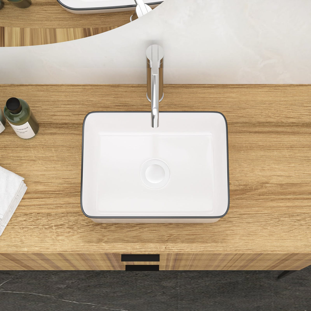 16x12 White Ceramic Rectangular Vessel Sink