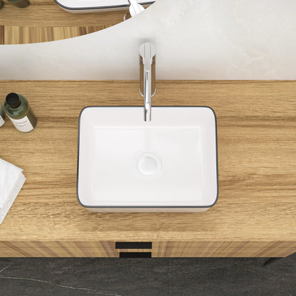 16x12 White Ceramic Rectangular Vessel Sink