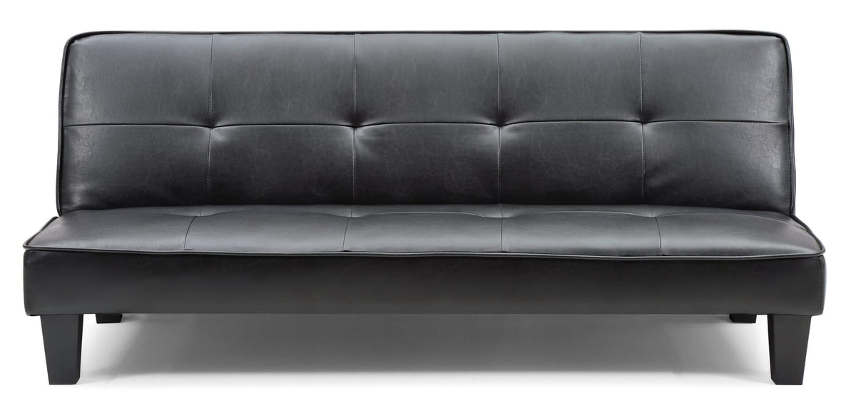 Black Sofa Bed - Beige Foam, 2 Seats for Living Room