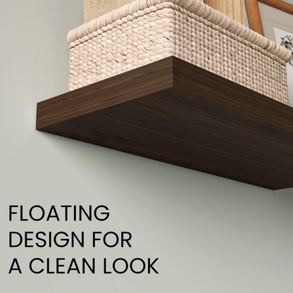 Brown Floating Shelves - 2 Shelves, 9.8" D for Living Room