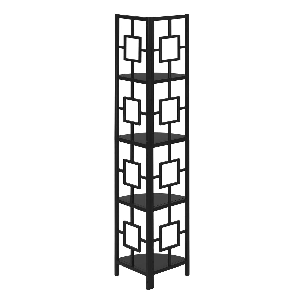 4 Tier Black Metal Corner Bookshelf - Display Shelf