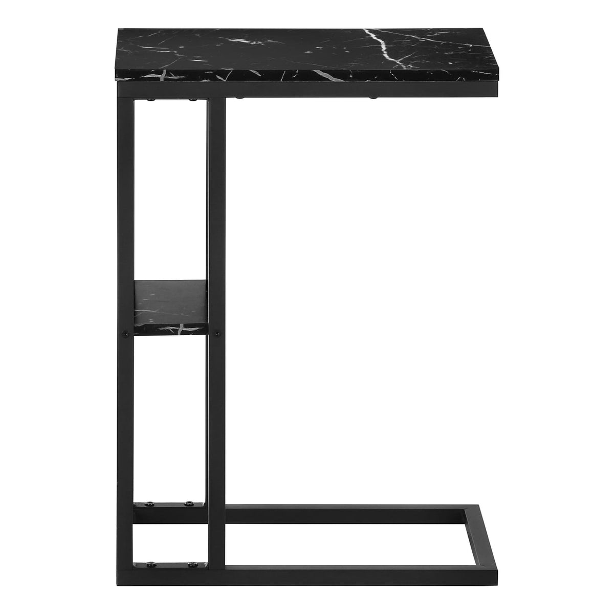 C-Shaped Accent Table - Black Marble Look for Living Room