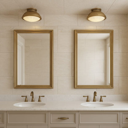 Brushed Brass Bedroom Flush Mount Light Fixture