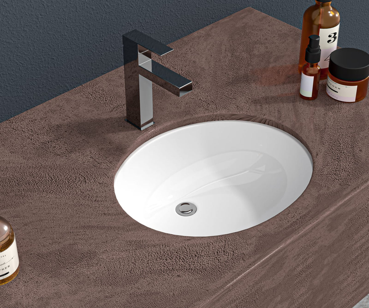 White Ceramic Oval Bathroom Sink - 16.5" x 13.4"