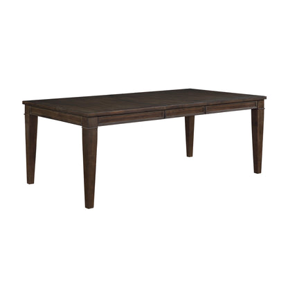 Dark Brown Oak Dining Set with Extendable Table and Four Chairs