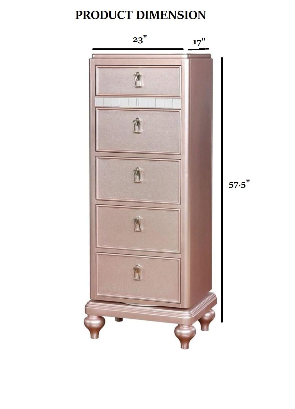 Contemporary Rose Gold Swivel Dresser - Mirror Trim Bedroom Storage