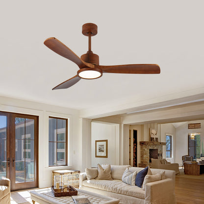 52 Inch Wood Ceiling Fan with Lights - Remote Control, Modern Design