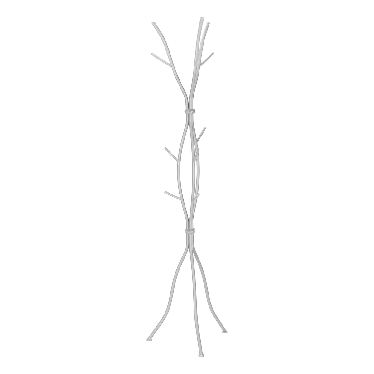 Silver Metal Coat Rack - 8 Hooks Hall Tree Entryway Storage