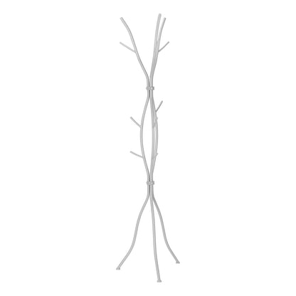 Silver Metal Coat Rack - 8 Hooks Hall Tree Entryway Storage