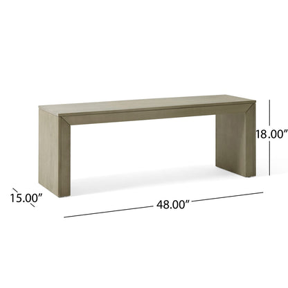 Grey Acacia Wood Dining Bench for Farmhouse Kitchen Storage