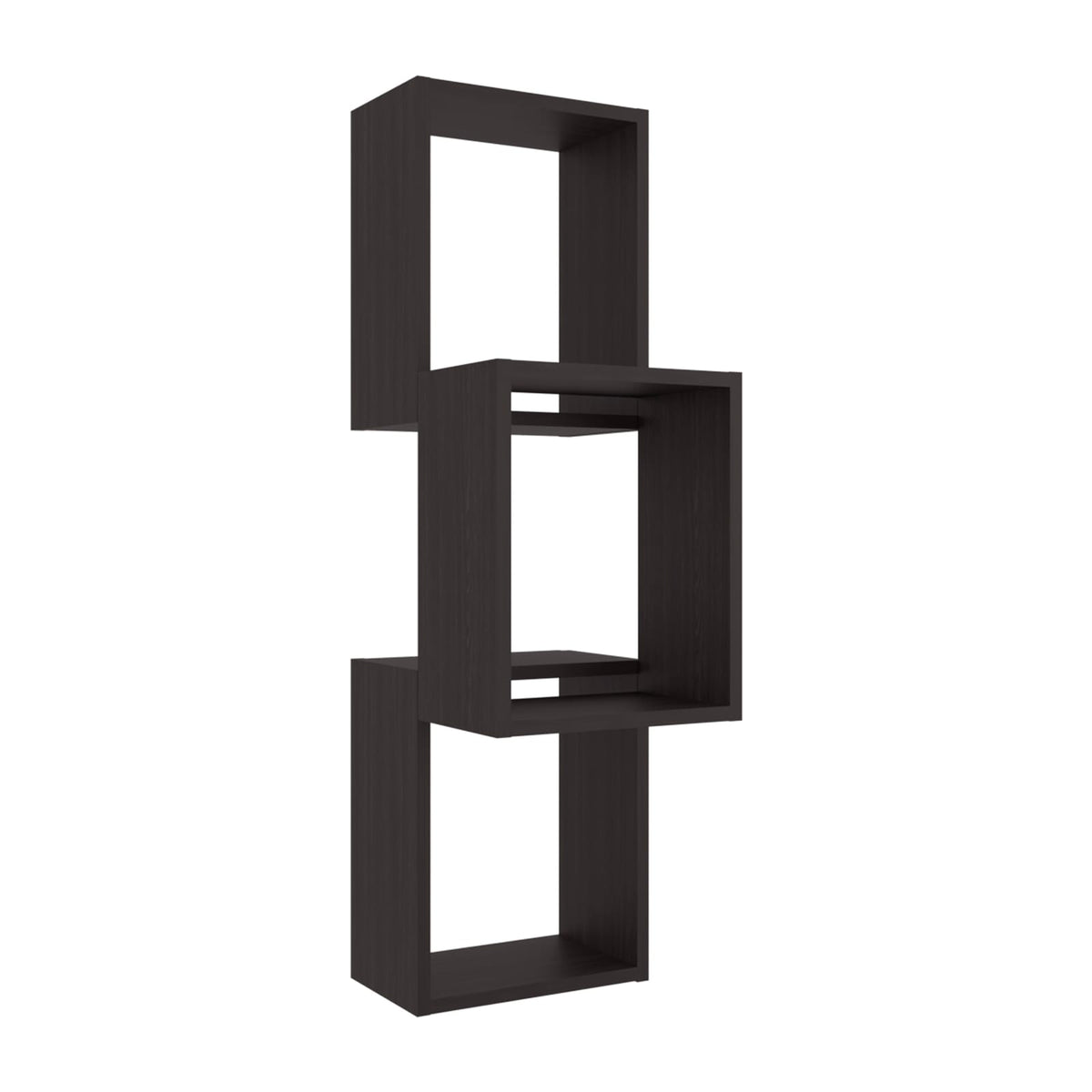 Wenge Modern Asymmetrical Wall Shelf Unit for Display and Storage for Living Room