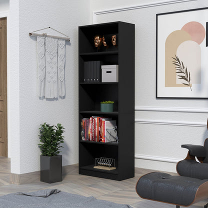 Wenge 5-Shelf Bookcase - Expansive Storage for Living Room
