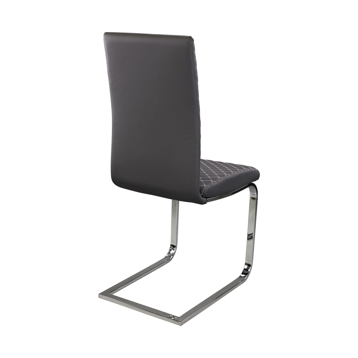 Sleek Side Chairs Set of 2, Gray Faux Leather Dining Room Furniture