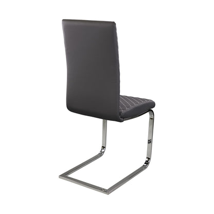 Sleek Side Chairs Set of 2, Gray Faux Leather Dining Room Furniture