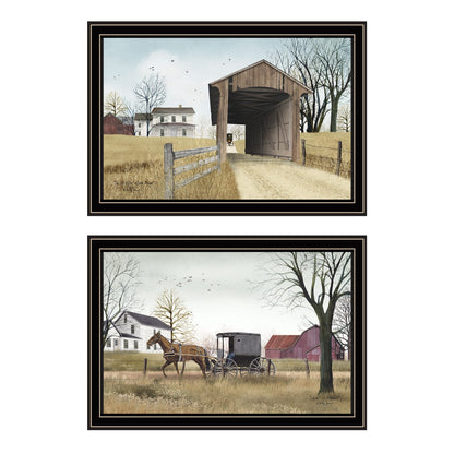 Wood & Paper Framed Wall Art - Multicolor Bridge Scene