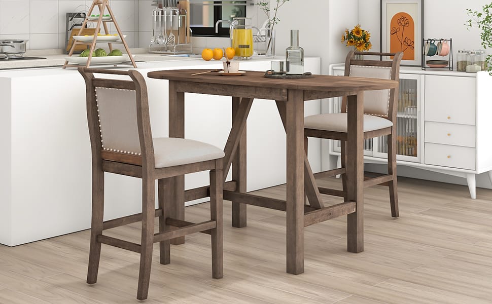 Folding Drop Leaf Dining Table Set with Chairs for Kitchen or Dining Room