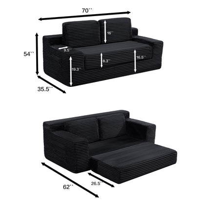 Black Foam Sofa Bed - 2-in-1 Convertible Sofa for Living Room