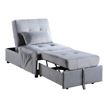 Gray Velvet Storage Bench - Lift Top Convertible for Living Room