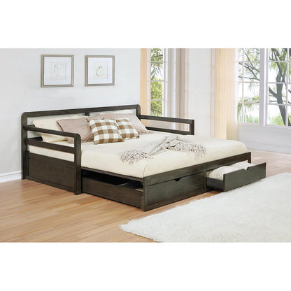 Grey 2-Drawer Daybed with Extension Trundle - Twin XL for Living Room