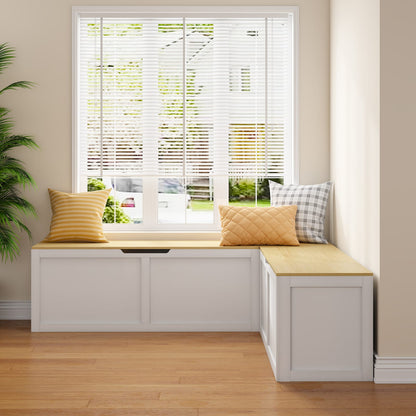 Corner Storage Bench with Large Storage Compartment for Living Room