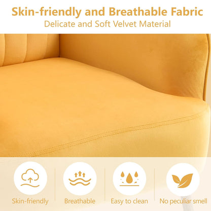 Yellow Velvet Accent Chair - Modern Bedroom Sofa