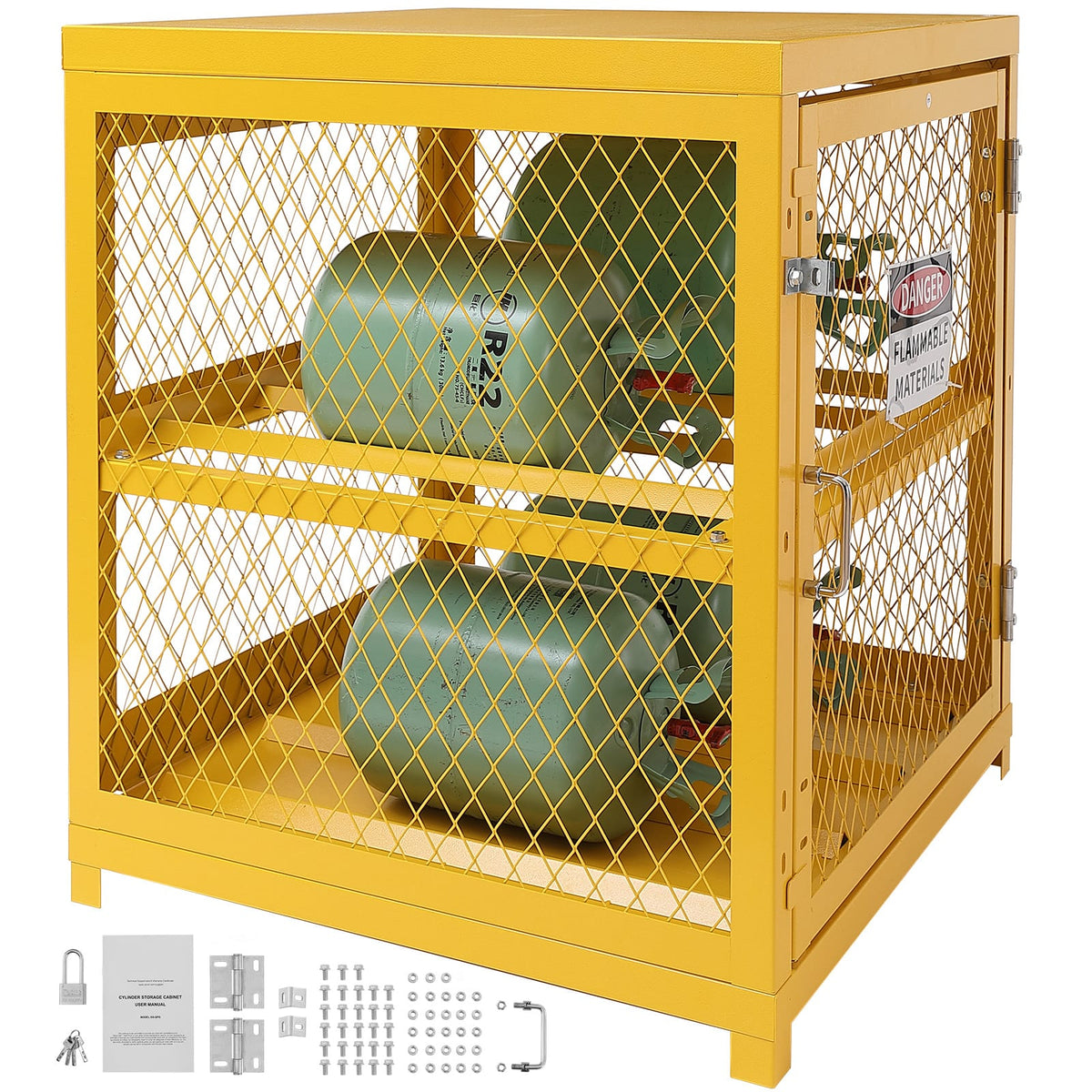 Yellow Q235 Cylinder Storage Cabinet - 31x30x35 Inch