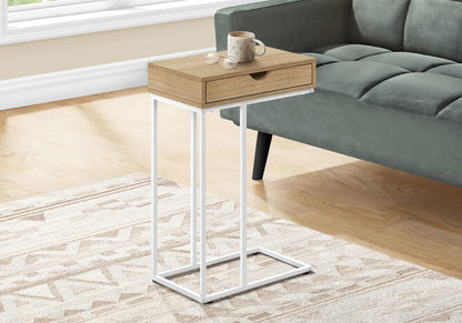 C-Shaped Accent Table - Storage Drawer Natural