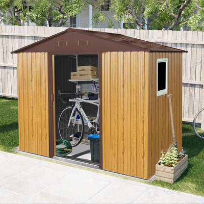 Coffee Metal Storage Shed for Garden and Backyard Outdoor Storage