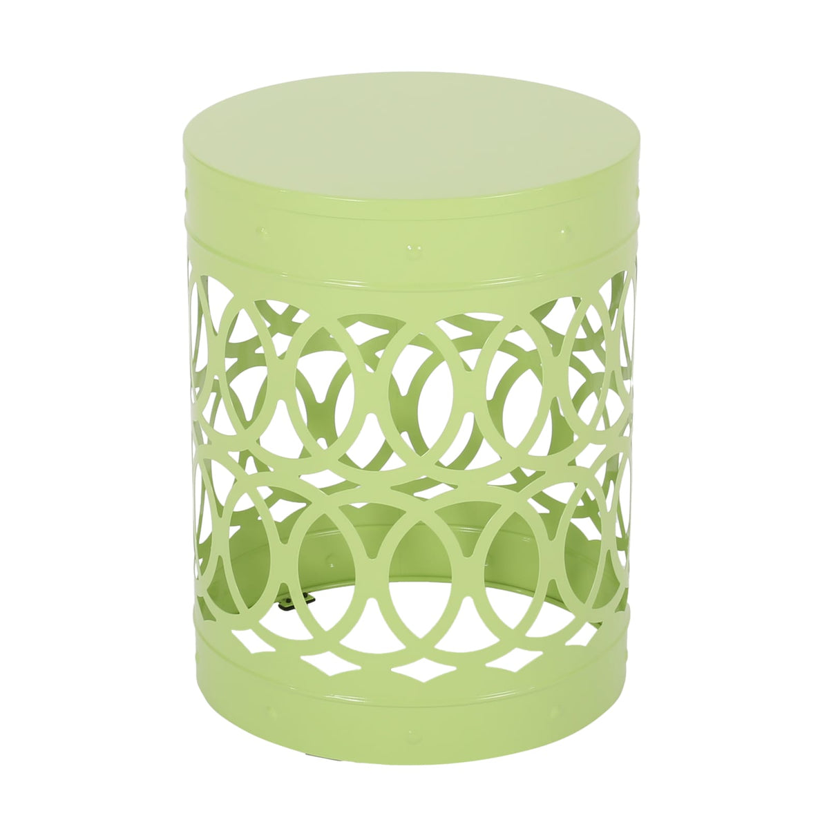 Outdoor Metal End Table - Large, Green Iron
