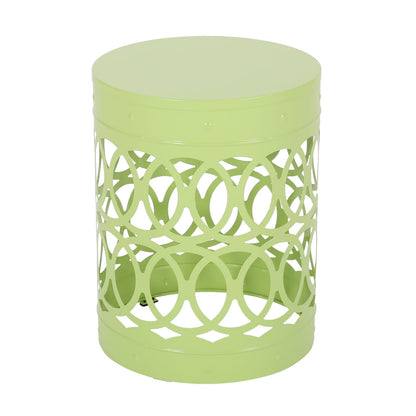 Outdoor Metal End Table - Large, Green Iron