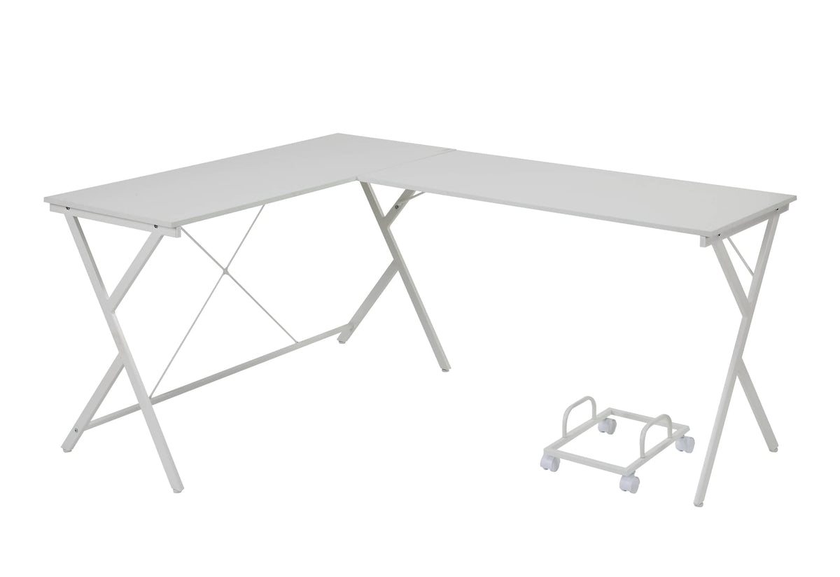 Dazenus White Computer Desk - L-Shaped Office Desk for Home Office