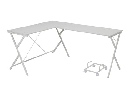 Dazenus White Computer Desk - L-Shaped Office Desk for Home Office