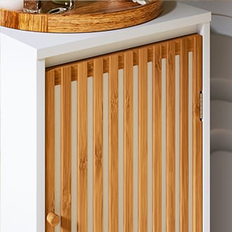 White+Natural Bamboo Side Cabinet - Storage & Style