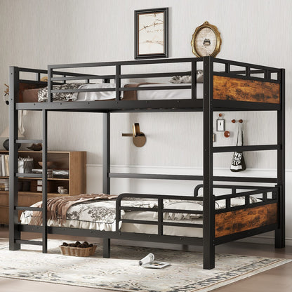 Full over Full Metal Bunk Bed - Black+Vintage for Bedroom
