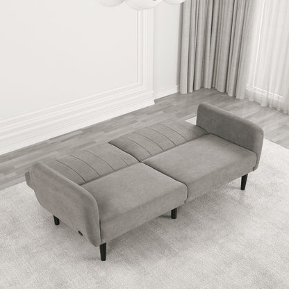 81" Gray Fabric Futon Sofa Converts to Bed