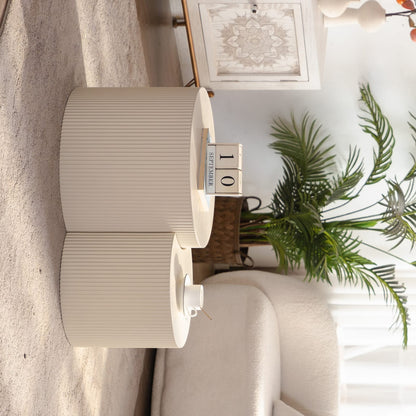 Round Modern Wood Coffee Table with Open Storage in Beige White for Living Room