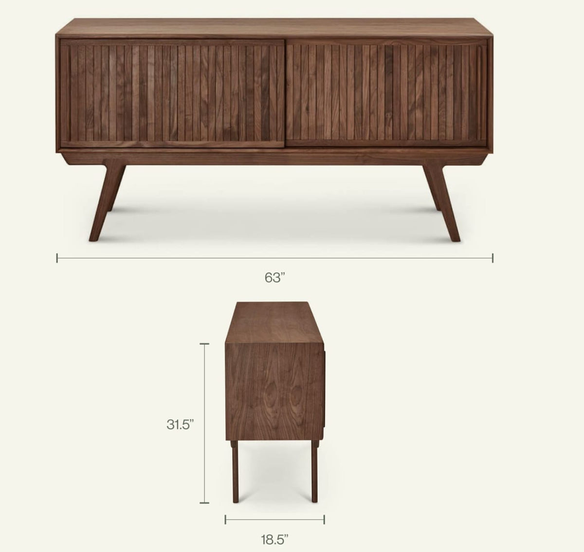 63" Walnut Wood Media Cabinet - Contemporary Storage