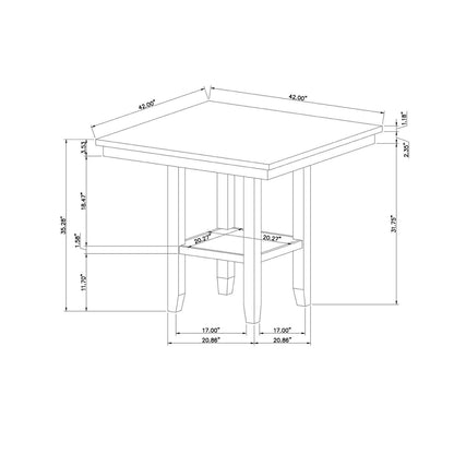 Natural Rubberwood Square Dining Table for Casual Dining Room