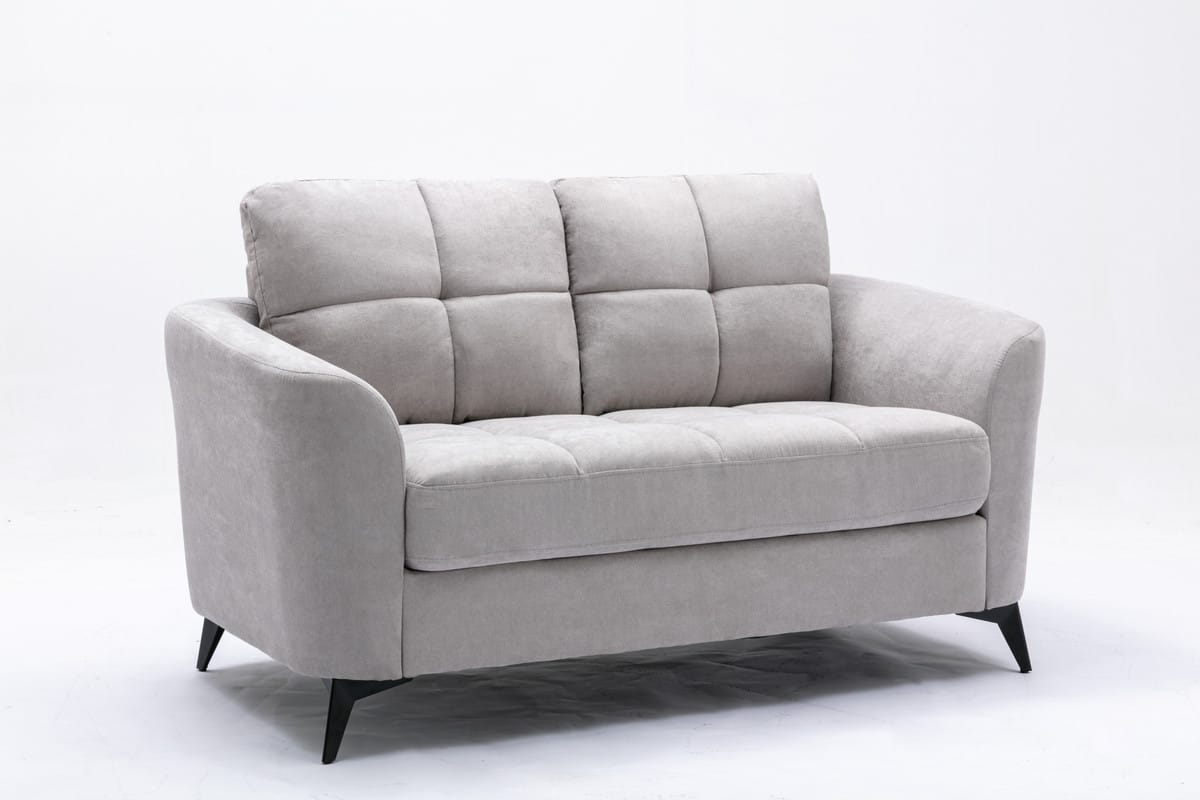 Light Gray Velvet Loveseat - 60" Seat Width for Living Room