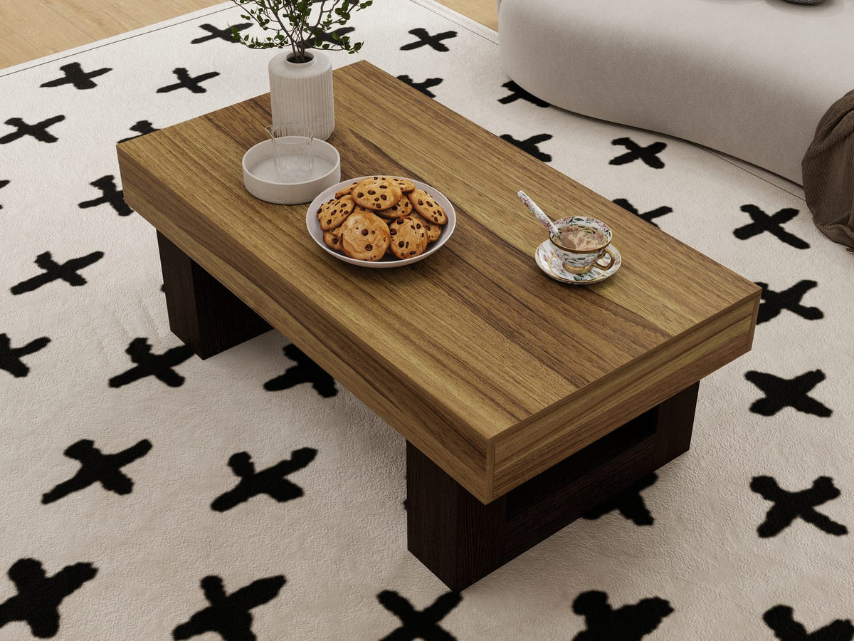 Rustic Brown Farmhouse Coffee Table - 42" Storage Table