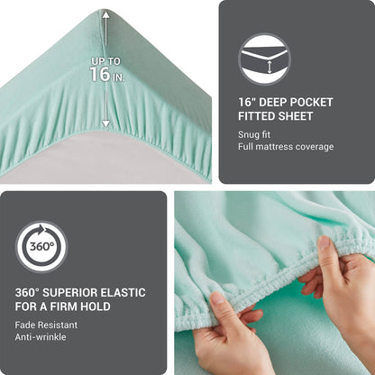 Cal King Aqua Sheet Set - 4 Piece Set