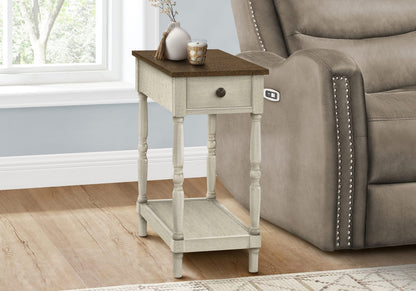 2 Tier Accent Table - White & Brown MDF