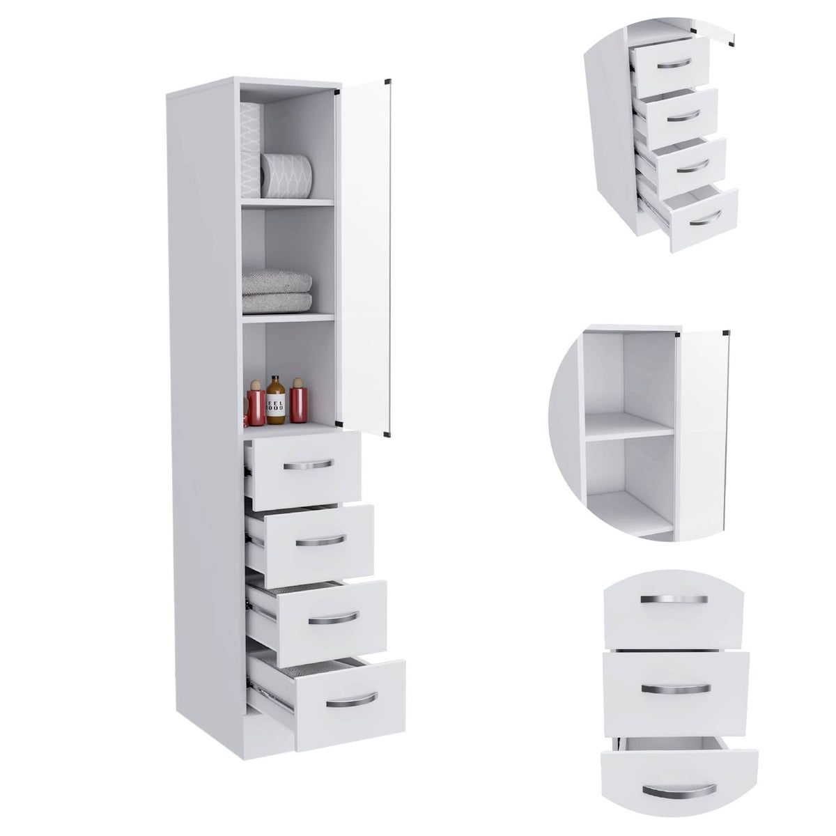 White Particle Board Bathroom Storage Cabinet Set for DIY Renovation