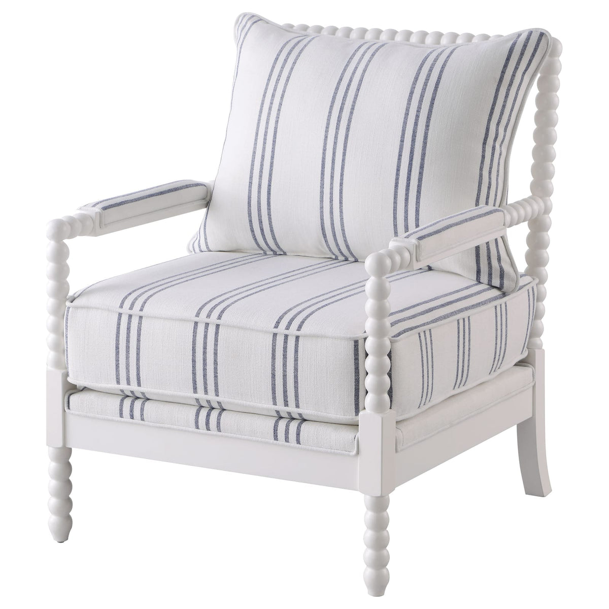 White and Navy Upholstered Stripe Accent Chair - 29.5"W