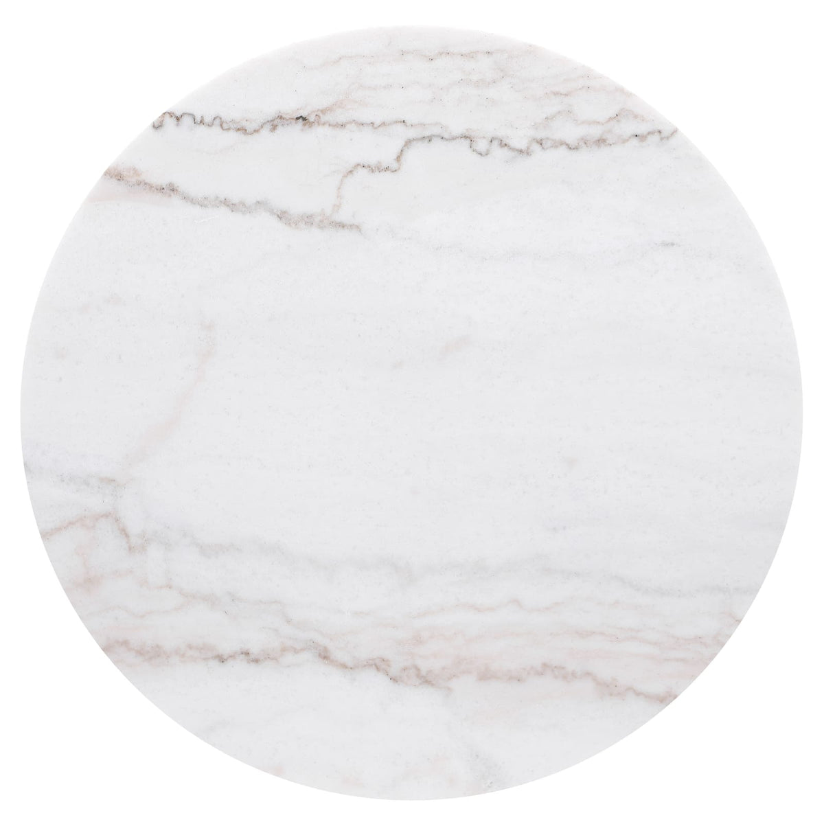 White Marble Round End Table with Engineered Wood Base