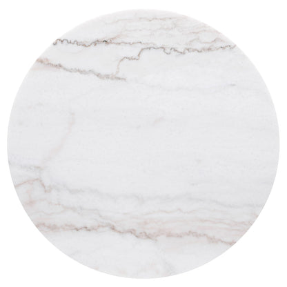 White Marble Round End Table with Engineered Wood Base