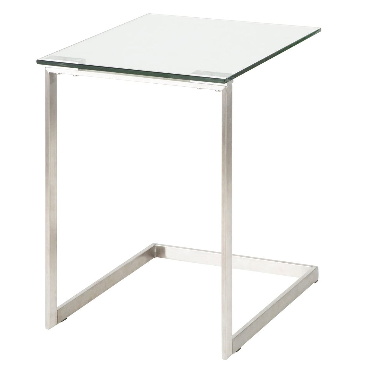 Clear Glass & Metal End Table - 19.25" Modern Design for Living Room